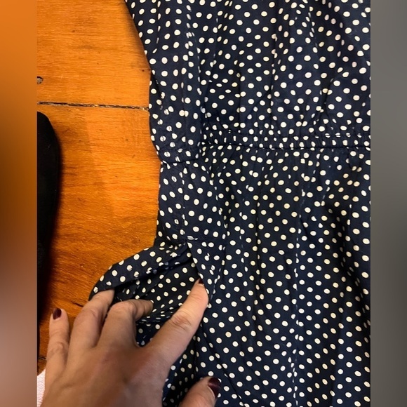 SuperDry Small Womens navy blue polka dot dress elastic waist pockets sleeveless - Picture 5 of 9